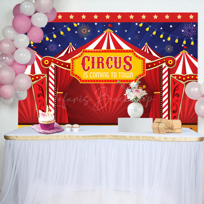 Lofaris Stars Sparks Night Red Circus Baby Shower Backdrop
