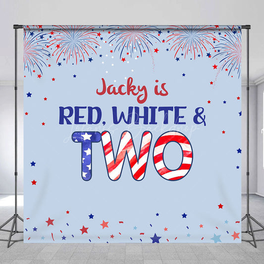 Lofaris Stars Sparks Red White Custom 2nd Birthday Backdrop