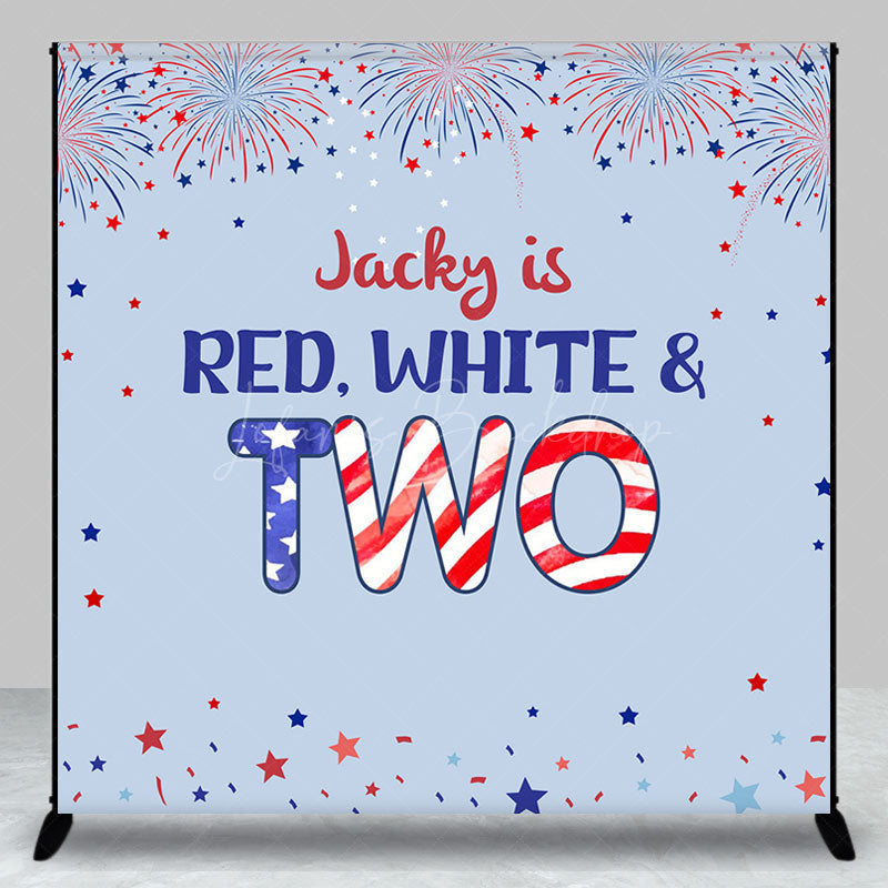 Lofaris Stars Sparks Red White Custom 2nd Birthday Backdrop