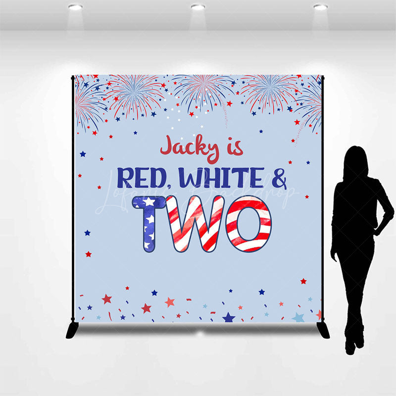 Lofaris Stars Sparks Red White Custom 2nd Birthday Backdrop