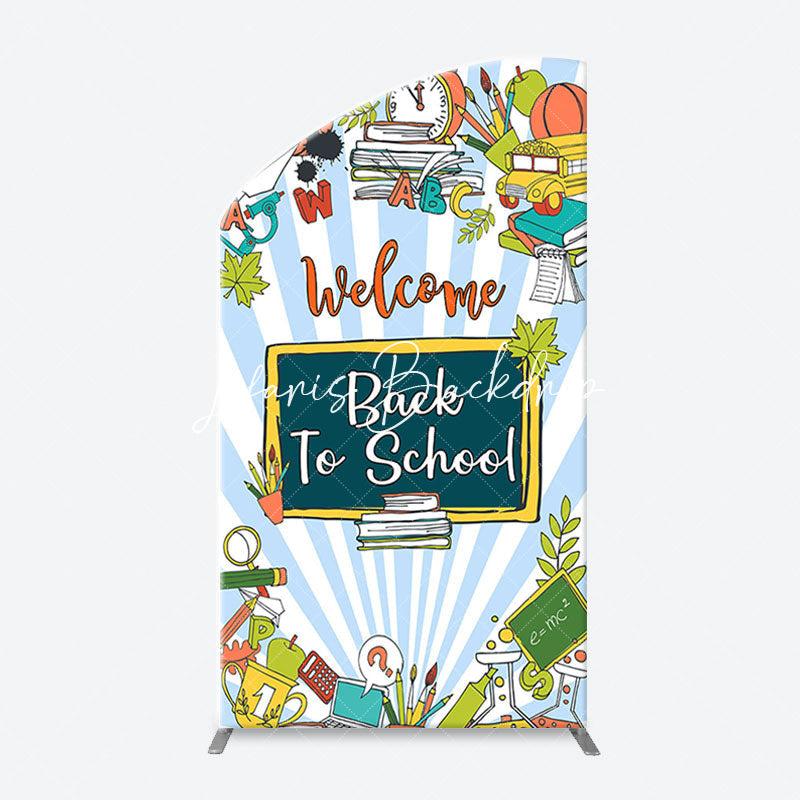 Lofaris Stationery Blue Stripe Back To School Arch Backdrop