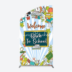 Lofaris Stationery Blue Stripe Back To School Arch Backdrop