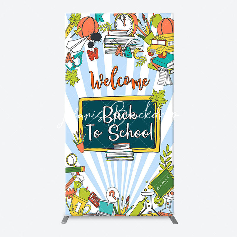 Lofaris Stationery Blue Stripe Back To School Arch Backdrop