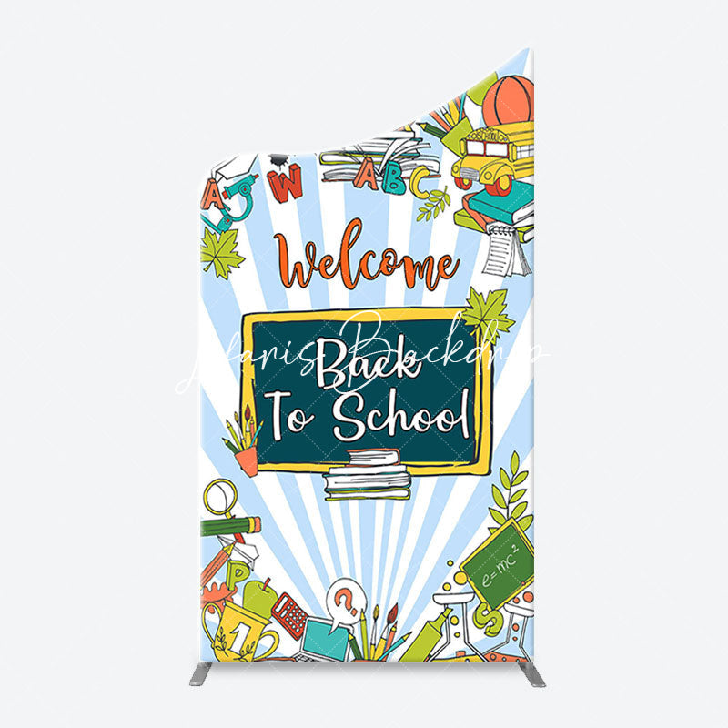 Lofaris Stationery Blue Stripe Back To School Arch Backdrop