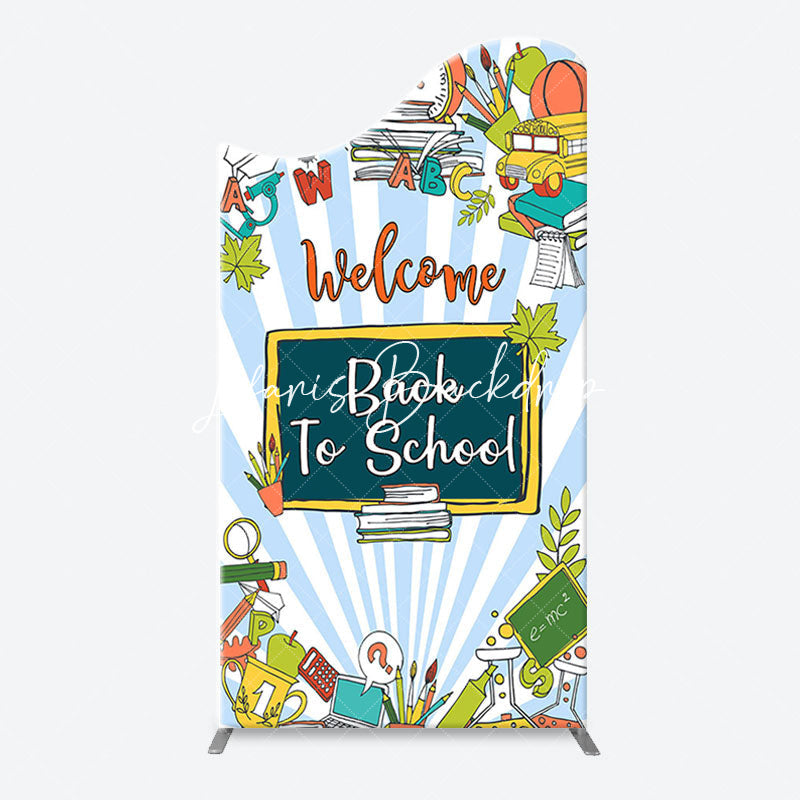 Lofaris Stationery Blue Stripe Back To School Arch Backdrop