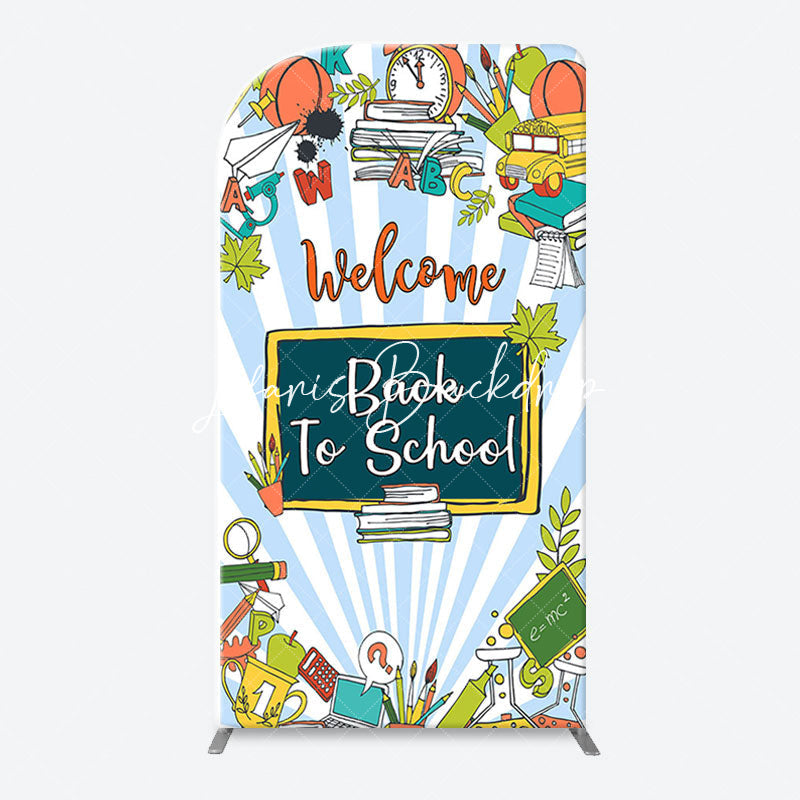 Lofaris Stationery Blue Stripe Back To School Arch Backdrop