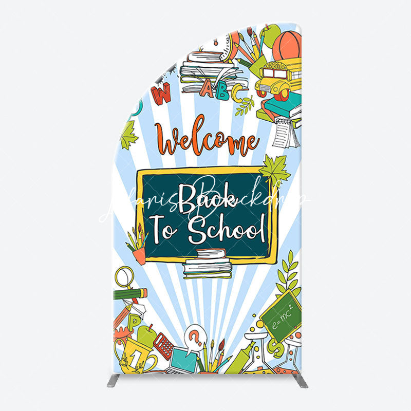 Lofaris Stationery Blue Stripe Back To School Arch Backdrop