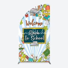 Lofaris Stationery Blue Stripe Back To School Arch Backdrop