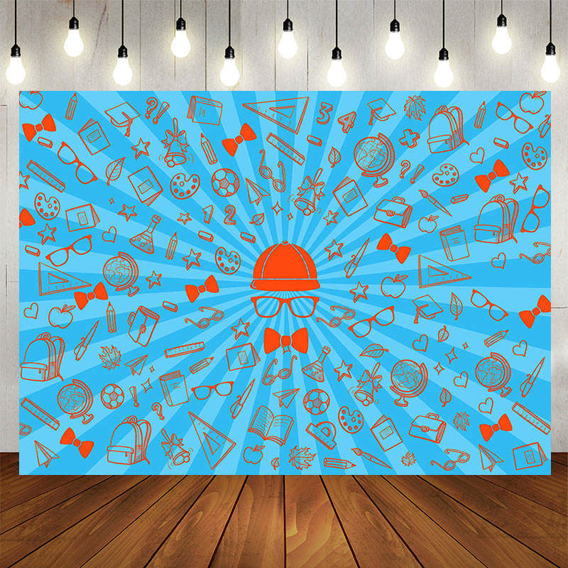 Lofaris Stationery Supplies Glasses Blue Party Backdrop