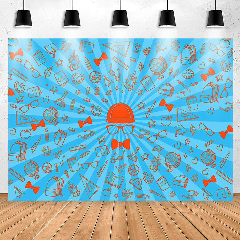 Lofaris Stationery Supplies Glasses Blue Party Backdrop