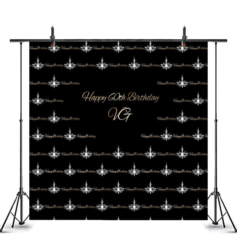 Lofaris Step And Repeat Black Custom 60th Birthday Backdrop