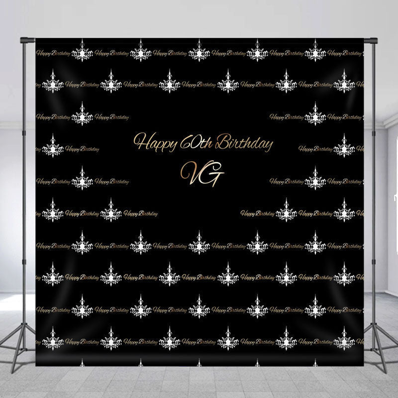 Lofaris Step And Repeat Black Custom 60th Birthday Backdrop