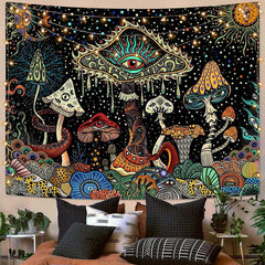 Lofaris Strange Aesthetic Eyes Mushroom Plants Dots Tapestry