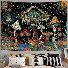 Lofaris Strange Aesthetic Eyes Mushroom Plants Dots Tapestry