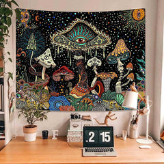 Lofaris Strange Aesthetic Eyes Mushroom Plants Dots Tapestry