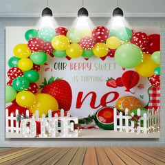 Lofaris Strawberry Balloons 1st Birthday Photography Backdrop