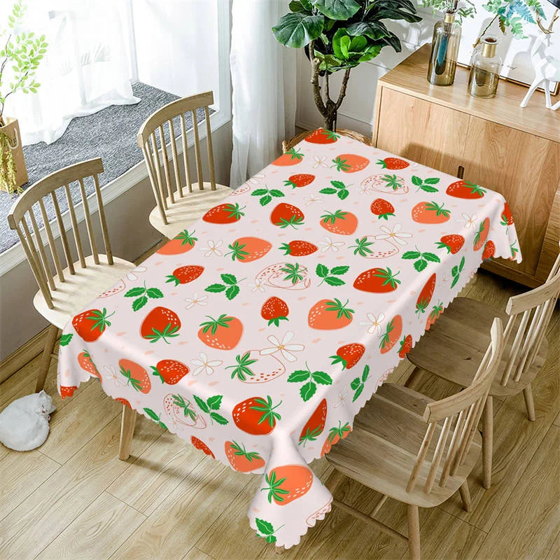 Lofaris Strawberry Light Pink Pattern Rectangle Tablecloth
