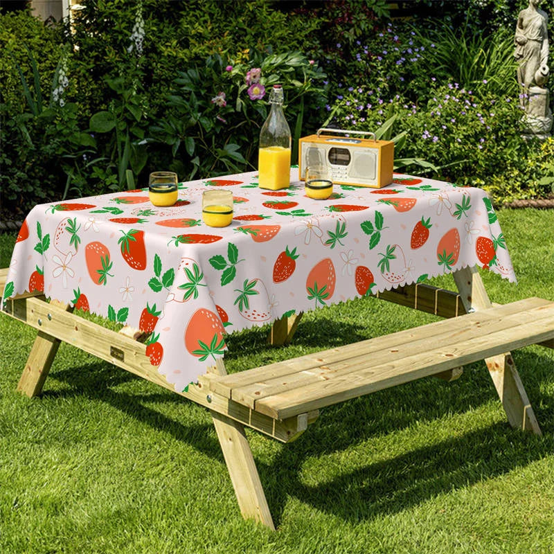 Lofaris Strawberry Light Pink Pattern Rectangle Tablecloth