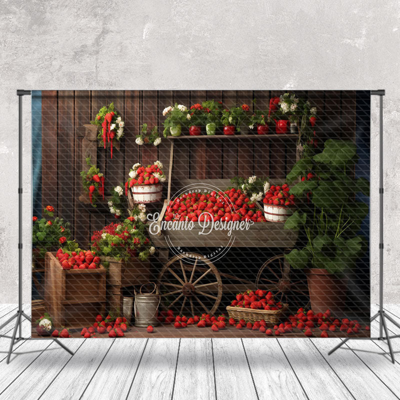 Lofaris Strawberry Shop Vintage Wood Backdrop for Photography
