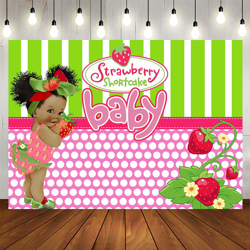 Lofaris Strawberry Shortcake Baby Shower Backdrop For Girls