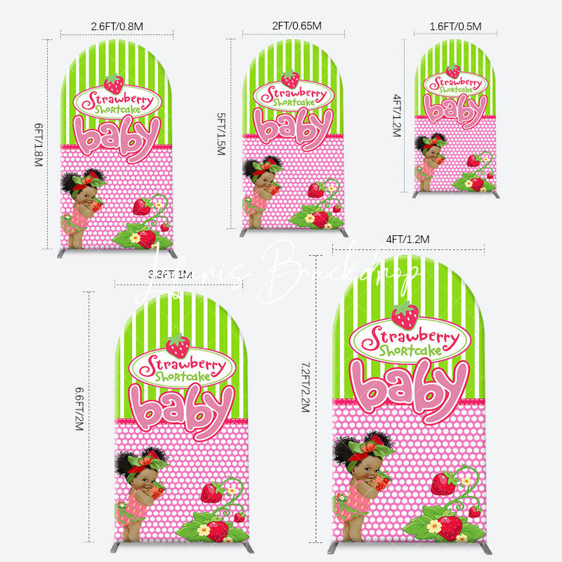Lofaris Strawberry Shortcake Girl Arch Baby Shower Backdrop