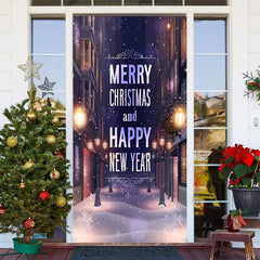 Lofaris Street Lamp Building Snowy Door Cover For Christmas
