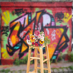 Lofaris Street Red Abstract Graffiti Wall Photo Backdrop