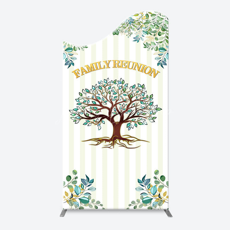 Lofaris Stripe Leaves Trees Arch Family Reunion Backdrop