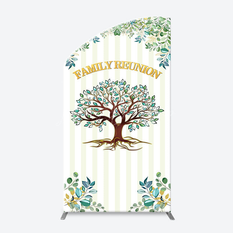 Lofaris Stripe Leaves Trees Arch Family Reunion Backdrop