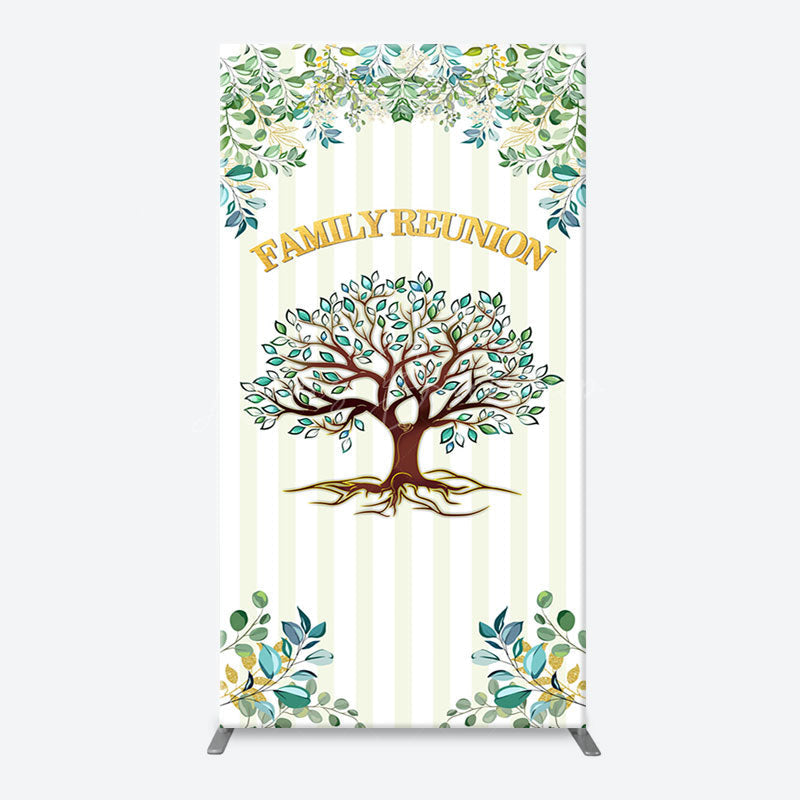 Lofaris Stripe Leaves Trees Arch Family Reunion Backdrop