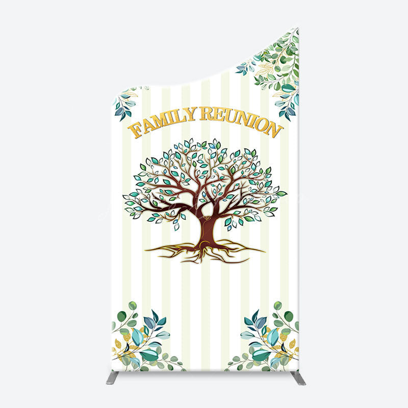 Lofaris Stripe Leaves Trees Arch Family Reunion Backdrop