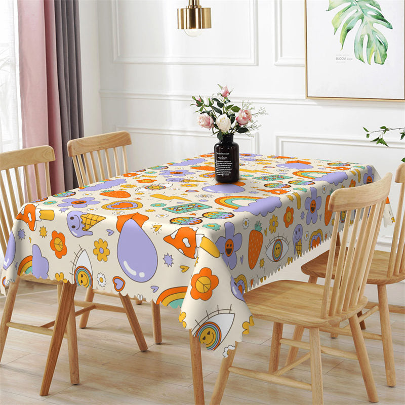 Lofaris Stylish Rainbow Colorful Design Rectangle Tablecloth