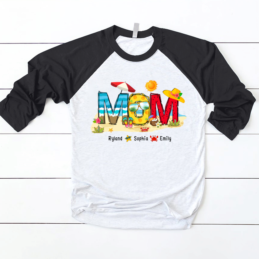 Lofaris Summer Beach Kid Color Custom Name Baseball Shirt