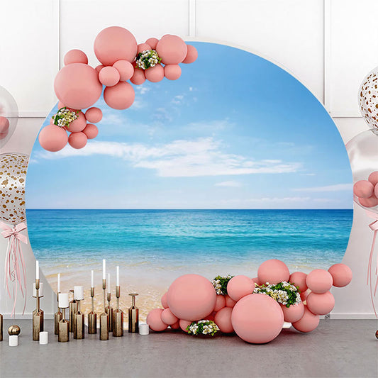 Lofaris Summer Blue Sky Hawaii Beach Round Birthday Backdrop