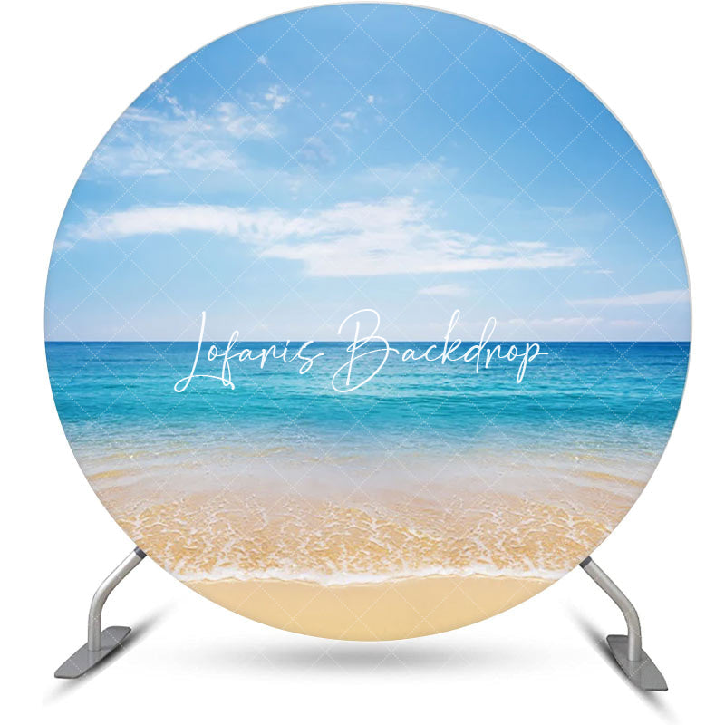 Lofaris Summer Blue Sky Hawaii Beach Round Birthday Backdrop