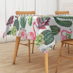 Lofaris Summer Green Cactus Flamingo Pattern Tablecloth