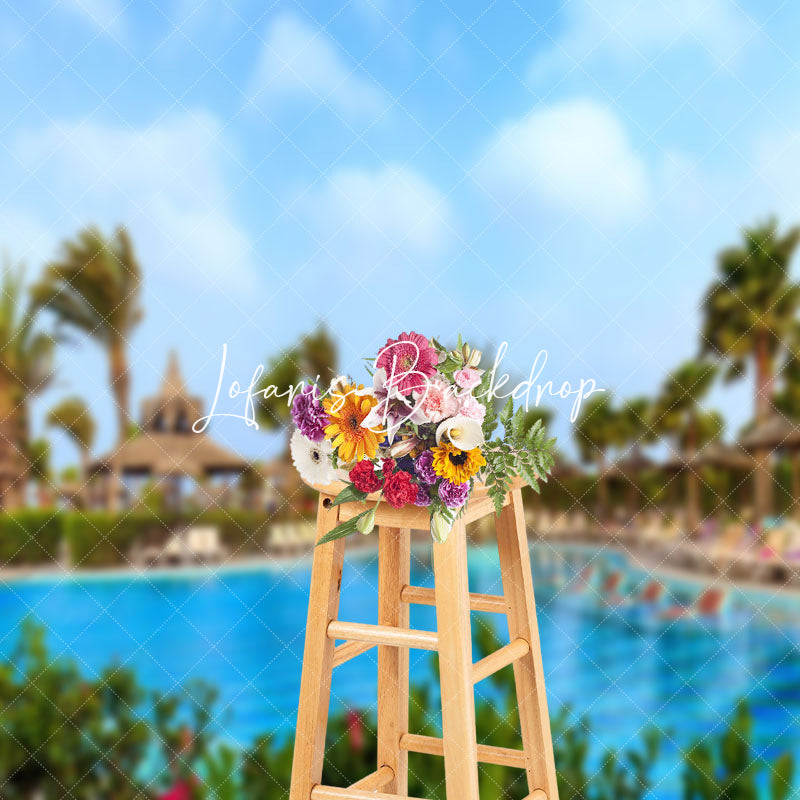 Lofaris Summer Pool Natural Scenery Beach Holiday Backdrop