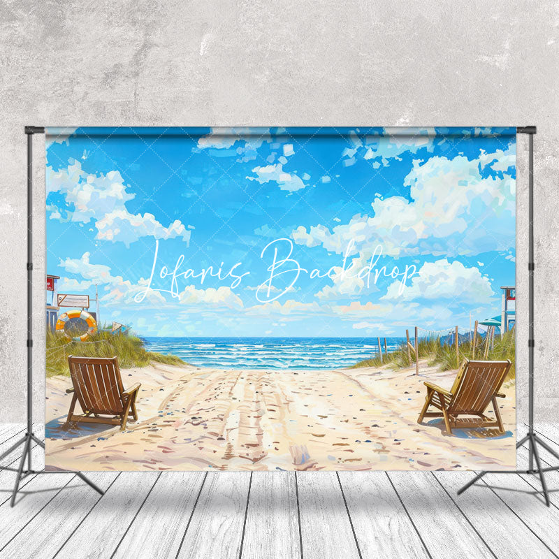 Lofaris Summer Sandy Beach Blue Sky Natural Scenery Backdrop