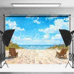 Lofaris Summer Sandy Beach Blue Sky Natural Scenery Backdrop