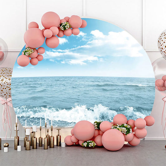 Lofaris Summer Sandy Hawaii Beach Round Birthday Backdrop