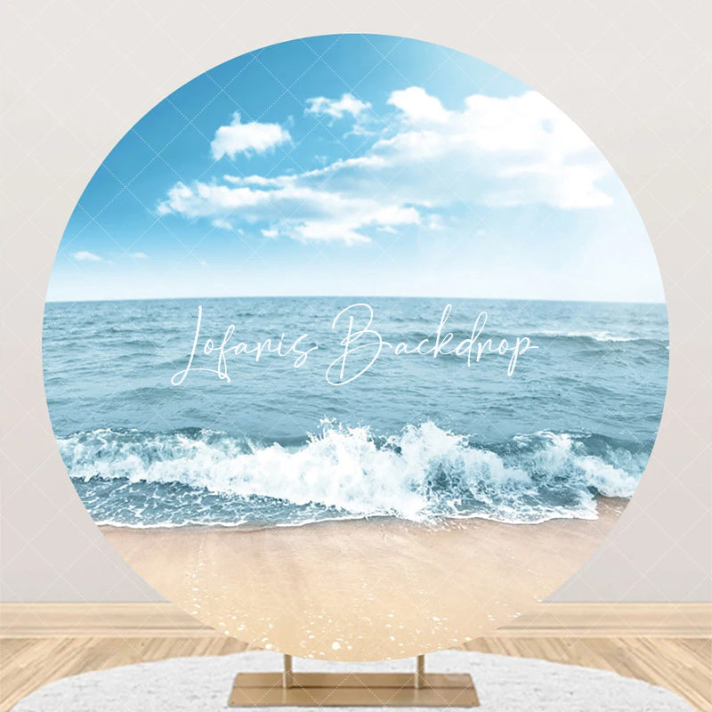 Lofaris Summer Sandy Hawaii Beach Round Birthday Backdrop