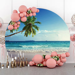 Lofaris Summer Spray Hawaii Beach Round Birthday Backdrop