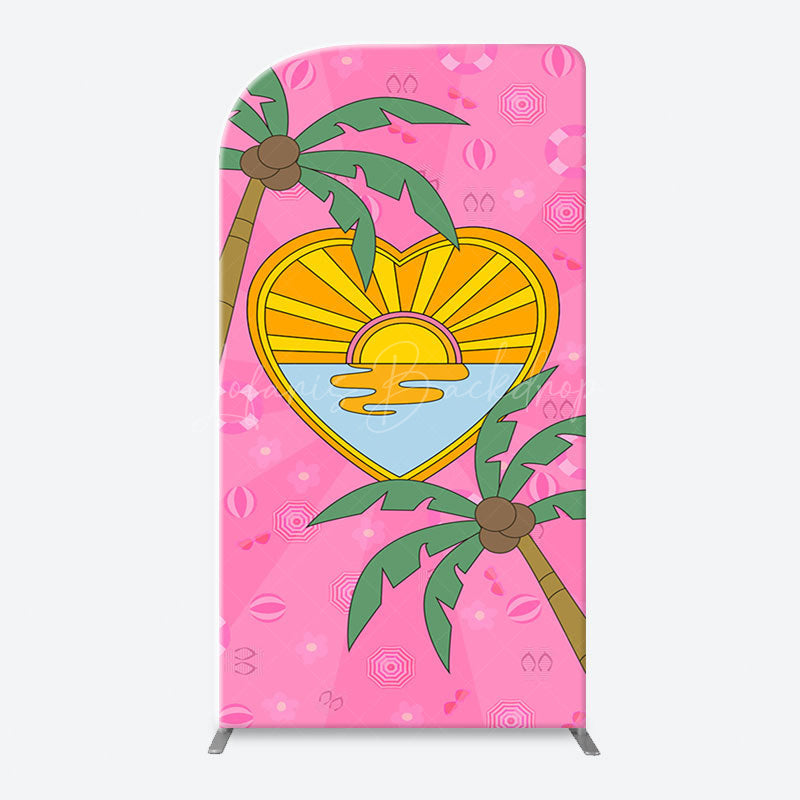 Lofaris Summer Sun Palm Trees Pink Arch Birthday Backdrop