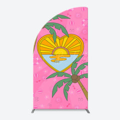 Lofaris Summer Sun Palm Trees Pink Arch Birthday Backdrop