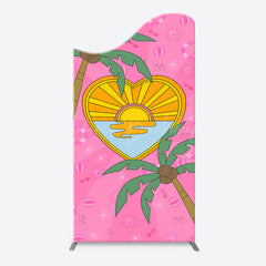 Lofaris Summer Sun Palm Trees Pink Arch Birthday Backdrop
