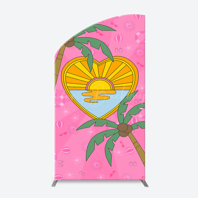 Lofaris Summer Sun Palm Trees Pink Arch Birthday Backdrop