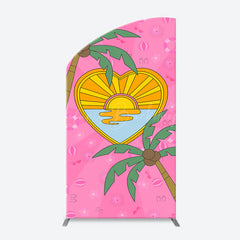 Lofaris Summer Sun Palm Trees Pink Arch Birthday Backdrop