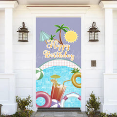 Lofaris Summer Sun Swimming Pool Happy Birthday Door Cover