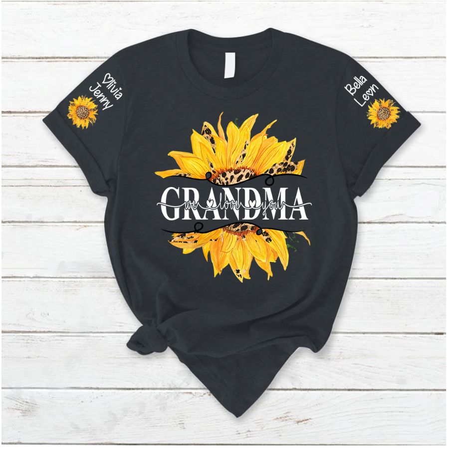 Lofaris Summer Sunflowers Grandma And Kids Custom T - Shirt