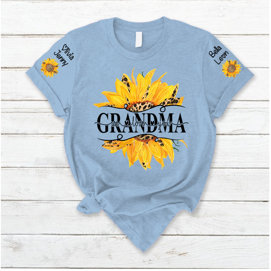 Lofaris Summer Sunflowers Grandma And Kids Custom T - Shirt